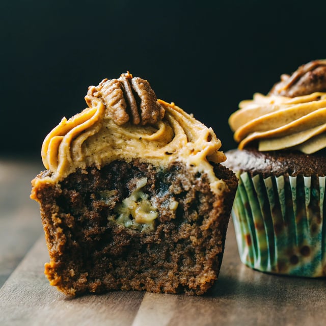 Chocolate Bourbon Chai Latte Cupcakes with Butter Pecan Frosting