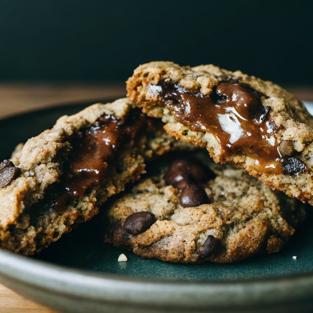 Chocolate Chip Nutella Stuffed Oatmeal Cookies