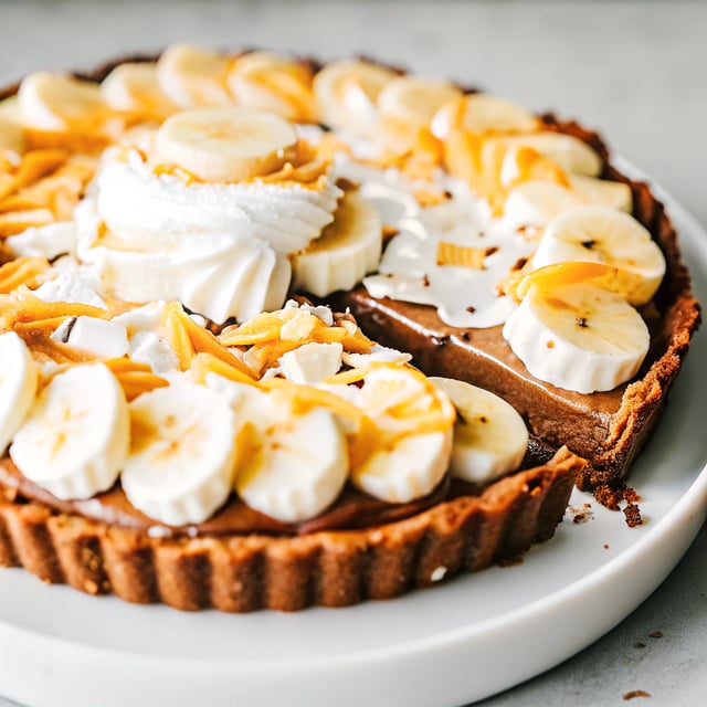 Chocolate Coconut French Silk Banoffe Tart.