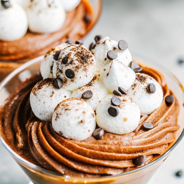 Chocolate Tahini Mocha Mousse w/Coconut Bubble Milk + Chocolate Expresso Beans.