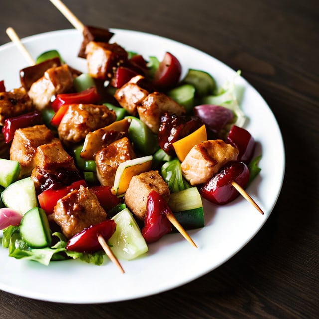Chopped Honey Buffalo Chicken Skewer Salad