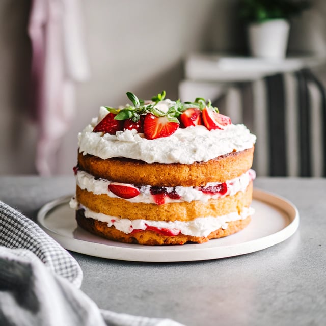 Coconut Eton Mess Cake with Whipped Ricotta Cream.