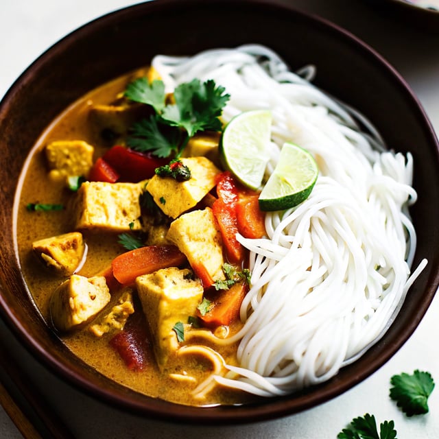 Coconut Lime Chicken Curry with Rice Noodles