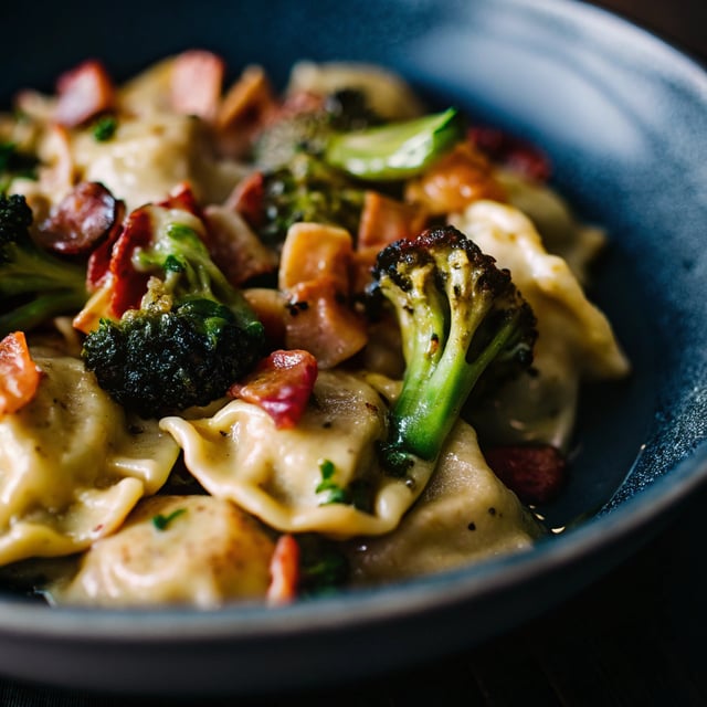 Creamy Bacon Tortellini with Charred Broccoli