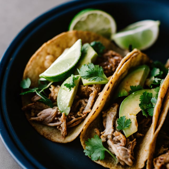 Crispy Carnitas Tacos with Roasted Jalapeño Lime Avocado