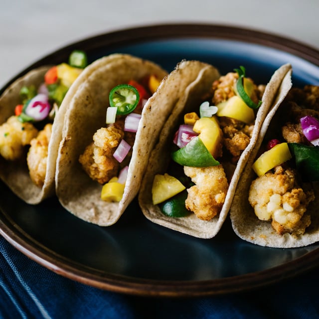 Crispy Cauliflower Tacos with Candied Jalapeño Pineapple Salsa