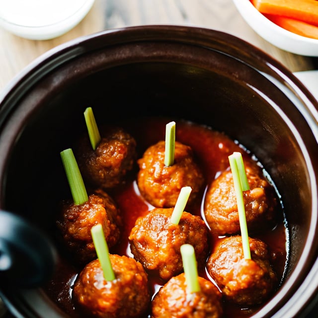 Crockpot Buffalo Chicken Meatballs