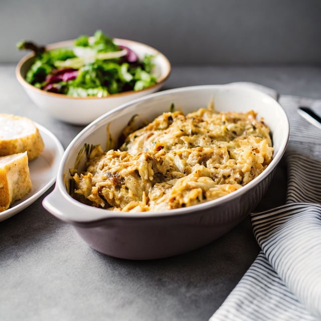 Crockpot Creamy French Onion Chicken and Orzo