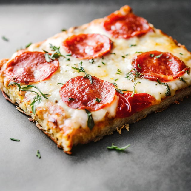 Detroit Style Tomato Herb Pepperoni Pizza