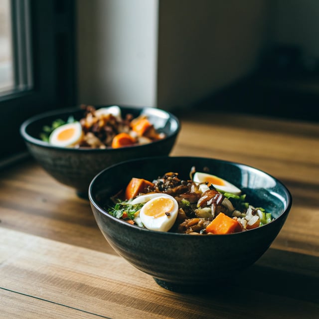 Feel Good Ramen with Sweet Potatoes and Crispy Shallots