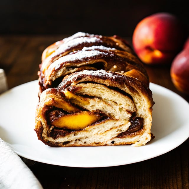 Flaky Pull Apart Cinnamon Peach Brioche Bread