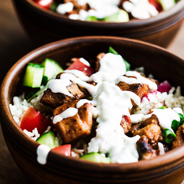 Greek Chicken Bowls with Creamy Tahini Feta Sauce
