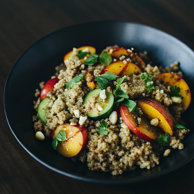 Grilled Jalapeño Peach Quinoa Salad