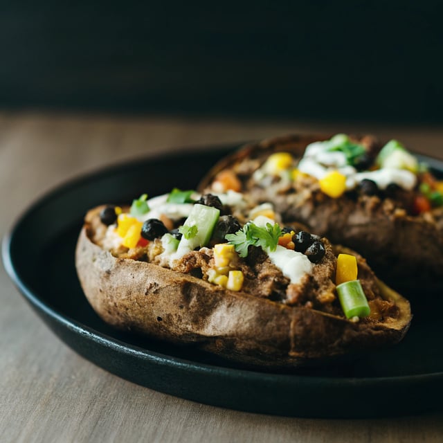 Grilled Tex-Mex Quinoa Stuffed Sweet Potatoes Skins