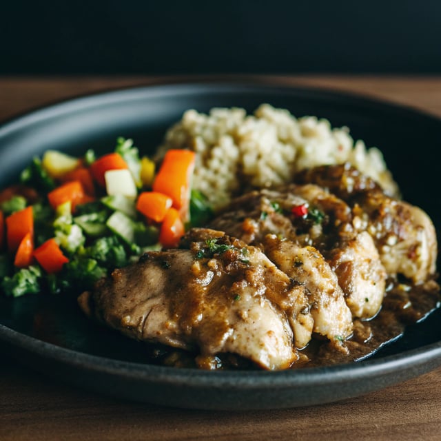 Healthier 30 Minute Beer Braised Chicken.