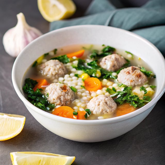 Healthier Italian Wedding Soup with Lemon and Garlic