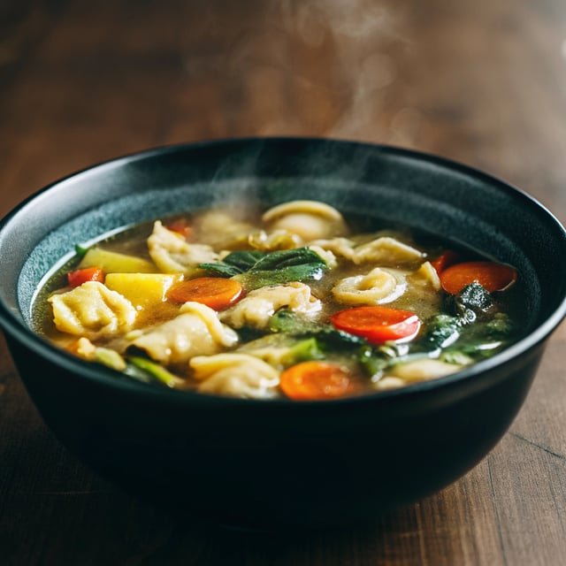 Healthier Slow Cooker Creamy Tortellini Vegetable Soup.