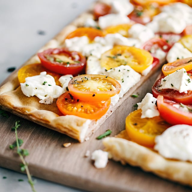 Heirloom Tomato Cheddar Tart with Everything Spice.