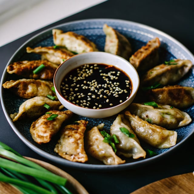Homemade Vegetable Potstickers with Toasted Sesame Honey Soy Sauce