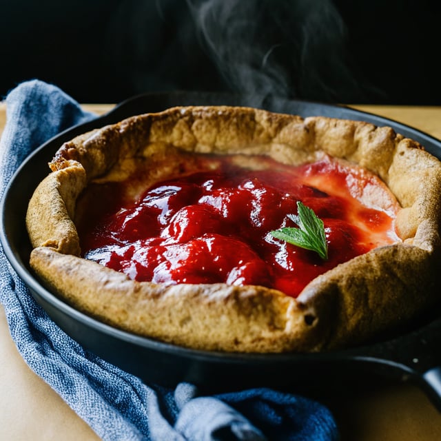 Hot Strawberry Jam Dutch Baby