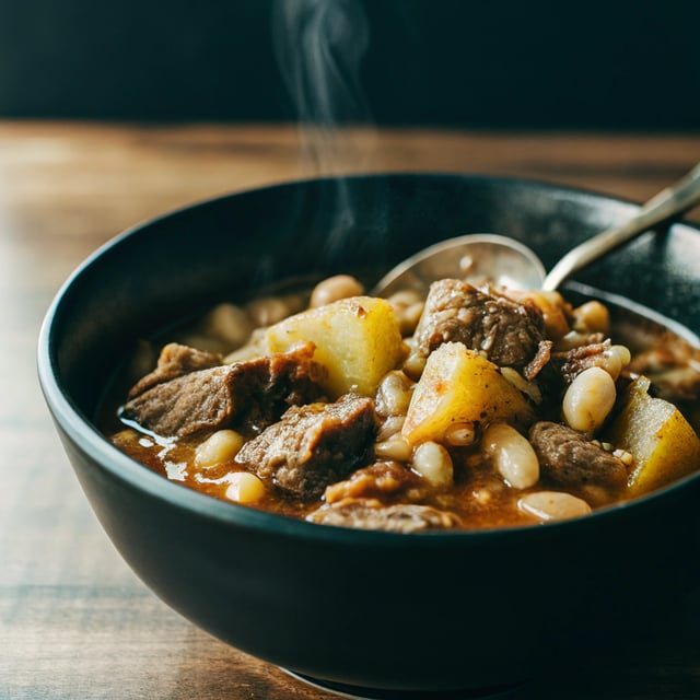 Instant Pot Spicy White Bean, Beef, and Potato Stew