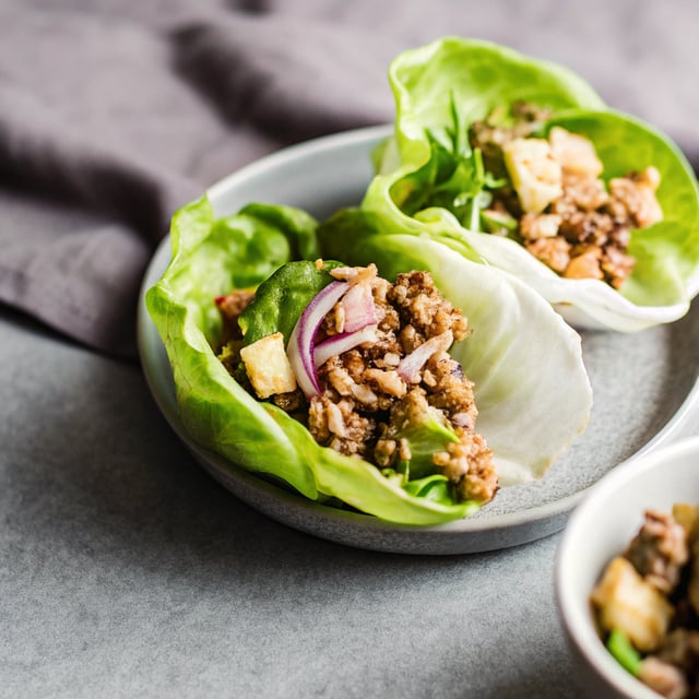 Korean Pineapple Pork Lettuce Wraps.