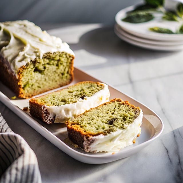 Matcha Green Tea Cake with Vanilla Honey Cream Cheese Frosting.