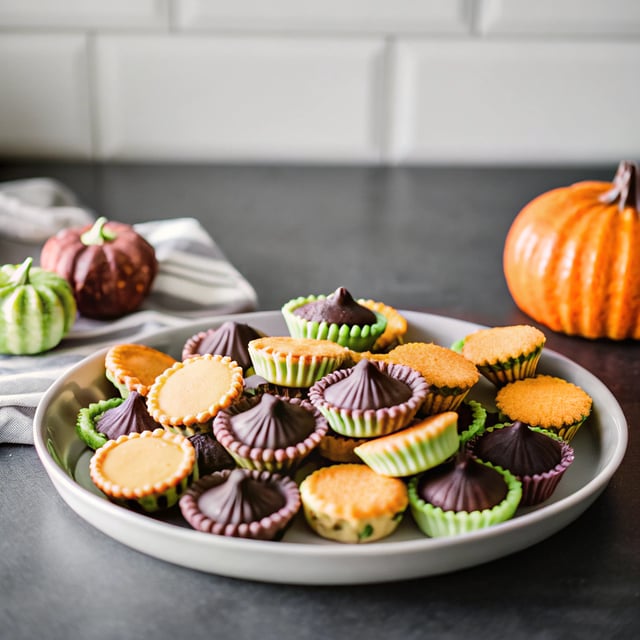Mini Pumpkin Seed Candy Chocolate Peanut Butter Cups.