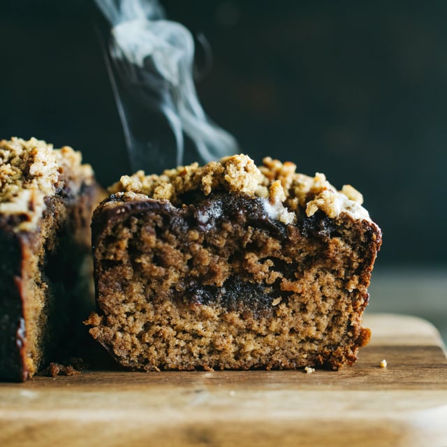 Molten Chocolate Pumpkin + Oatmeal Streusel Bread…heavy on the Chocolate + Streusel.
