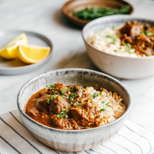Persian Inspired Herb and Beef Stew with Rice
