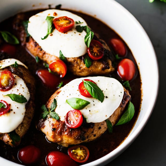 Pesto Caprese Chicken in White Wine Pan Sauce