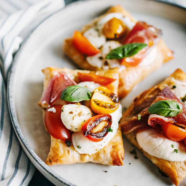 Prosciutto Caprese Puff Pastry with Peppery Thyme Honey.