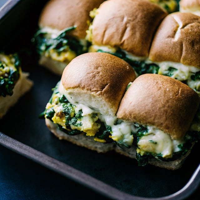Pull Apart Roasted Garlic Spinach and Artichoke Dip Sliders