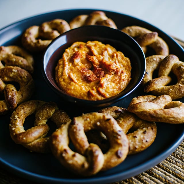 Pumpkin Beer Pretzels with Chipotle Queso.