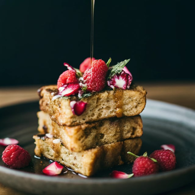 Raspberry Rose Baked French Toast.