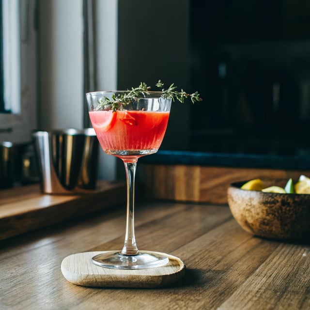 Raspberry Thyme Negroni Sour