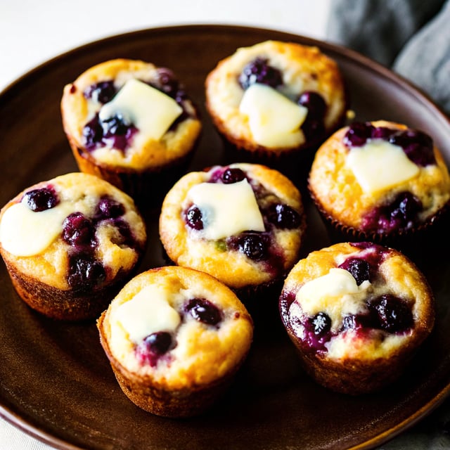 Roasted Blueberry and Brie Cornbread Muffins with Warm Honey Butter