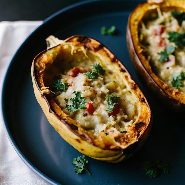 Roasted Garlic Alla Vodka Stuffed Spaghetti Squash