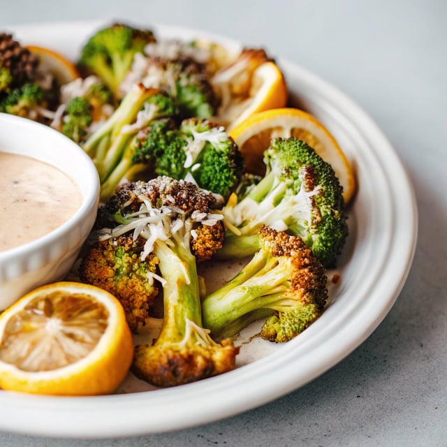 Roasted Lemon Parmesan Broccoli with Garlicky Tahini