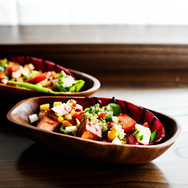 Salmon Fajita Salad Boats.