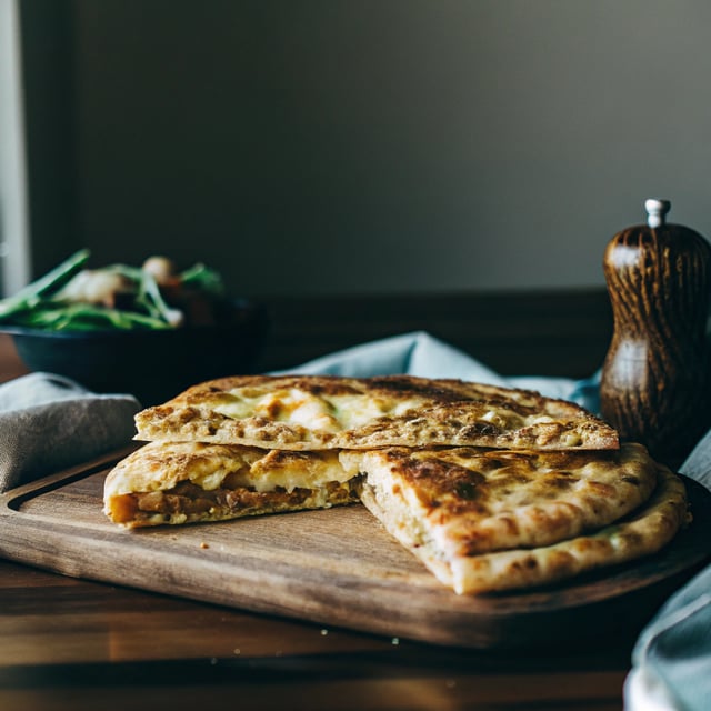 Sesame Gouda Stuffed Naan with Honey