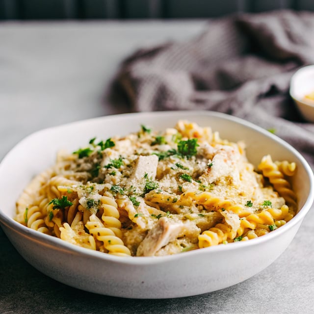 Southern Style Creamy Parmesan Chicken Pasta.