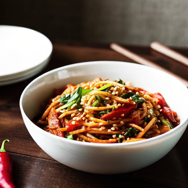 Spicy Sesame Basil Noodles.