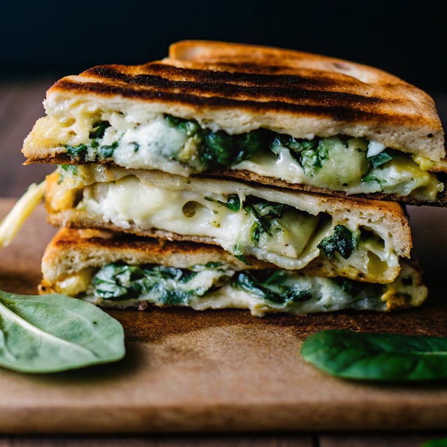 Spinach and Artichoke Pita Grilled Cheese