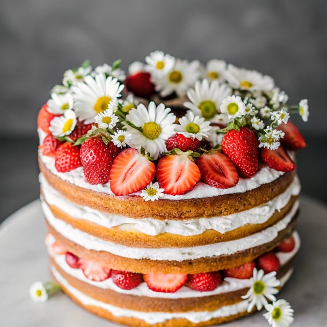 Strawberry Chamomile Naked Cake