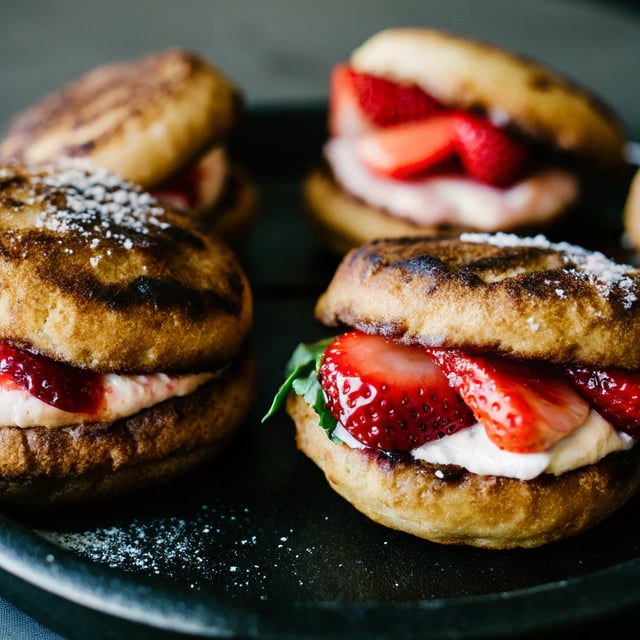 Strawberry Shortcake Grilled Doughnuts.