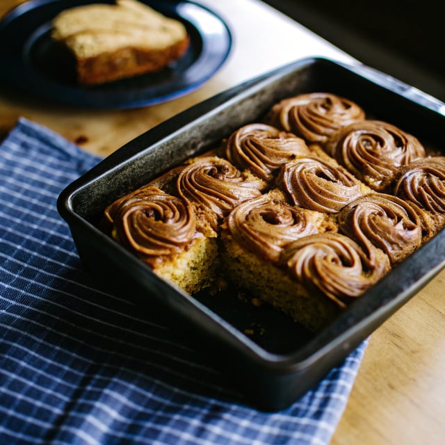 Swirled Caramel Sheet Cake with Fudgy Chocolate Frosting