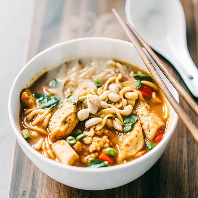 Thai Peanut Chicken and Ramen Noodle Soup