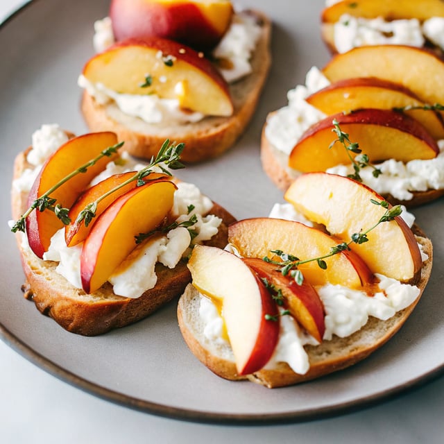 Thyme Honey, Peach, and Goat Cheese Crostini