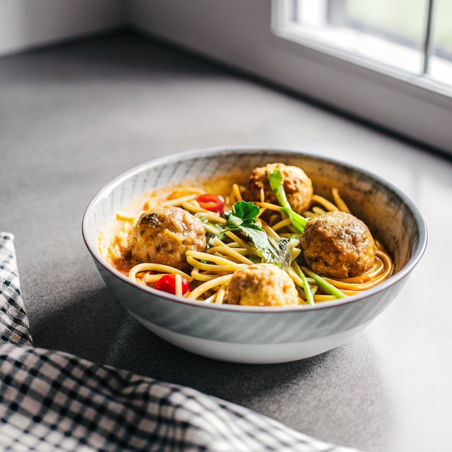 Weeknight Thai Chicken Meatball Khao Soi.